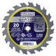 Circular Saw Blade, 7-1/4" 20 Teeth